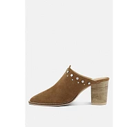 Rag & Co Leslie Womens Stacked Heel Mules