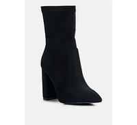 ankle lycra block heeled boots