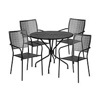 Commercial Grade 35.25" Round Metal Garden Patio Table Set