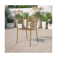 Emma+Oliver Commercial Grade 5 Pack Indoor-Outdoor Steel Patio Arm Chair With Round Back