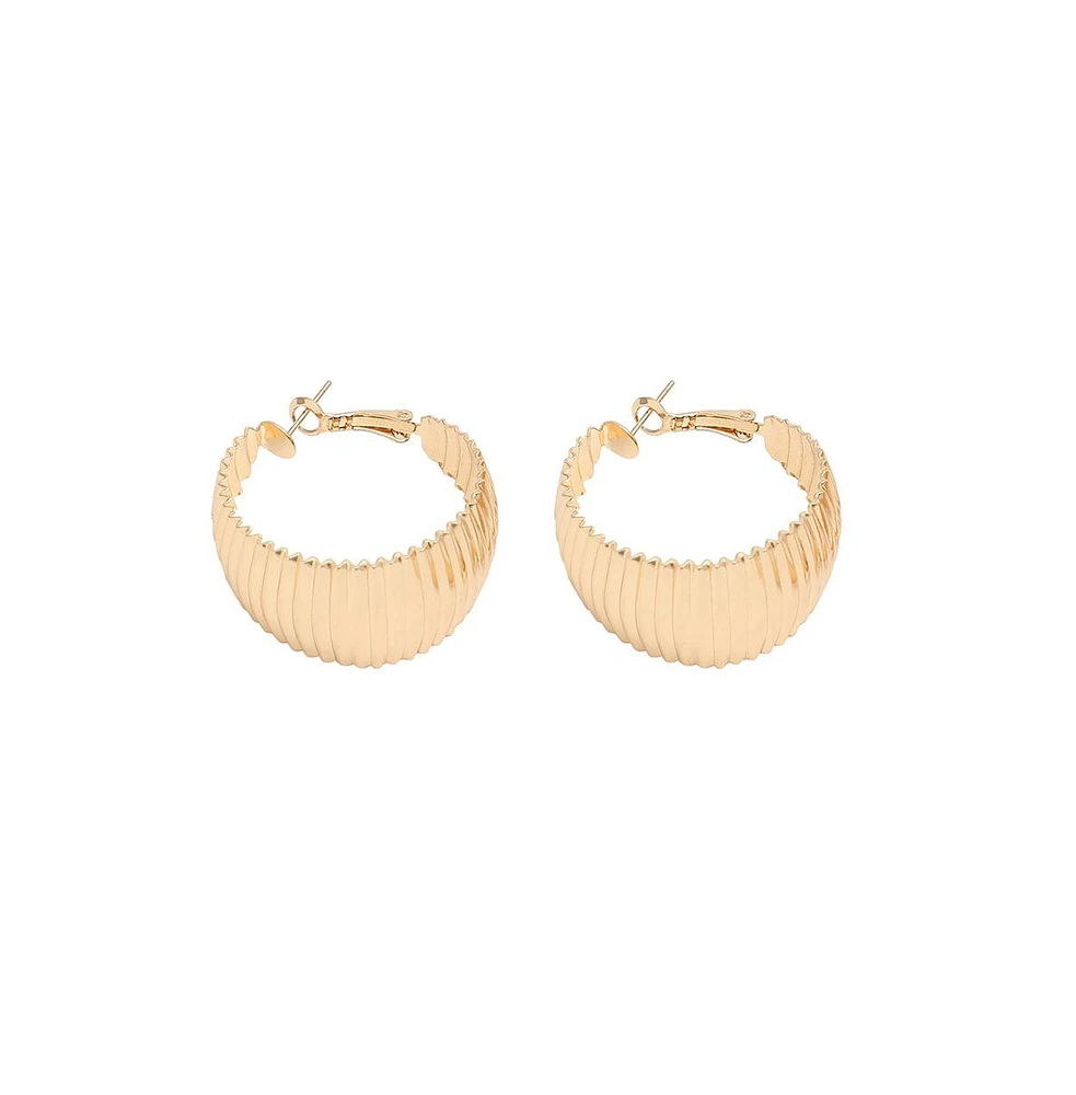 Sohi Women's Gold Ripple Hoop Earrings