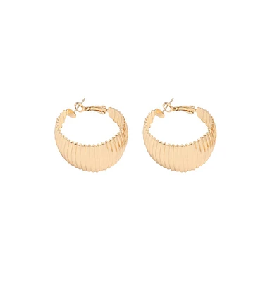 Sohi Women's Gold Ripple Hoop Earrings