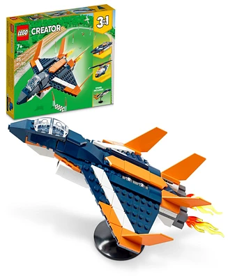 Lego Creator 31126 3-in-1 Supersonic Jet Helicopter & Powerboat Toy Building Set