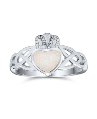 Bff Celtic Irish Friendship Couples Promise Created Opal Claddagh Ring For Women Girlfriend Teens .925 Sterling Silver October Birthstone