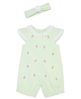 Little Me Baby Girls Strawberry Romper with Headband