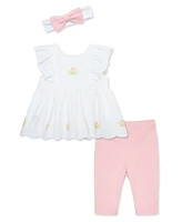 Little Me Baby Girls Pretty Eyelet Set with Headband