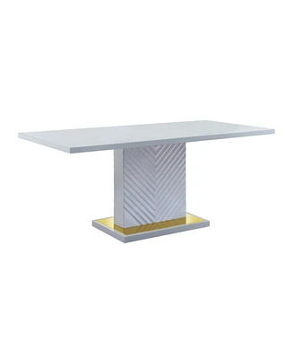 Simplie Fun Gaines Dining Table, Gray High Gloss Finish