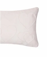 12" x 24" White Heart Applique Valentine's Day Heart Pillow