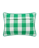 12" x 16" St. Patrick's Day Luck Clover Green and White Check Pillow