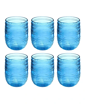 TarHong Beaded Stemless Cobalt Glasses, Set of 6