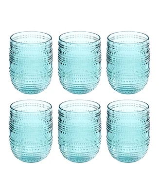 Abode Homewares Beaded Stemless Cobalt Glasses, Set of 6