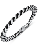 Steeltime Men's Gunmetal-Tone Stainless Steel Cuban Link Chain Bracelet