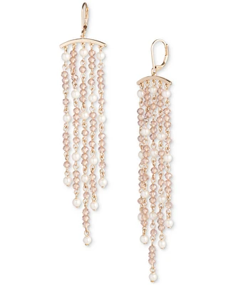 Lauren Ralph Lauren Gold-Tone Bead & Imitation Pearl Chandelier Earrings