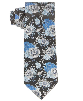 Tayion Collection Men's Royal Blue & White Floral Tie