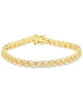 Cubic Zirconia Pear & Round Tennis Bracelet in 14k Gold-Plated Sterling Silver