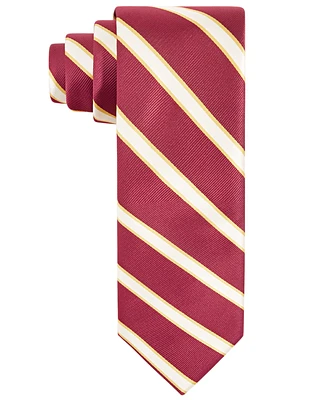 Tayion Collection Men's Crimson & Cream Stripe Tie