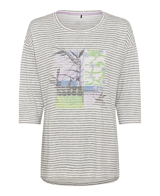 Olsen Cotton Blend Multi-Print T-Shirt containing Tencel Modal
