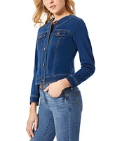 Jones New York Petite No-Collar Relaxed-Fit Denim Jacket