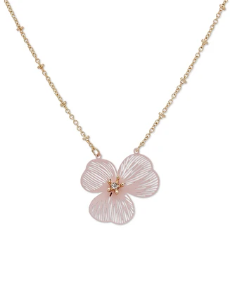 lonna & lilly Gold-Tone Openwork Flower Pendant Necklace, 16" + 3" extender