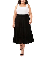 Vince Camuto Plus Size Pull-On Tiered Midi Skirt