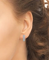 Lab Grown Aquamarine Half Hoop Earrings (1-1/8 ct. t.w.) in Sterling Silver