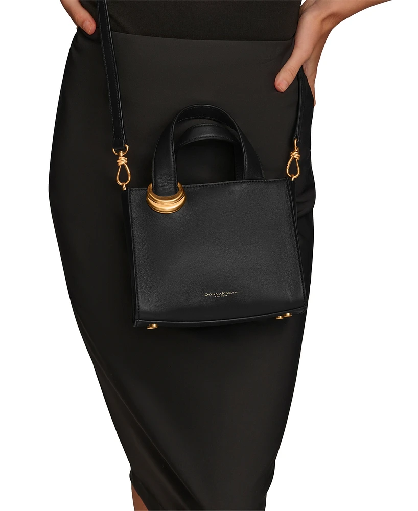 Donna Karan Hewlett Leather Top Handle Buckle Crossbody