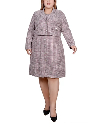 Ny Collection Plus Long Sleeve Jacket and Tweed Dress, 2 Piece Set