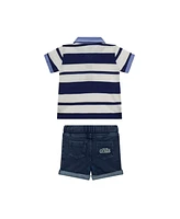 Guess Baby Boy Short Sleeve Polo and Denim Set