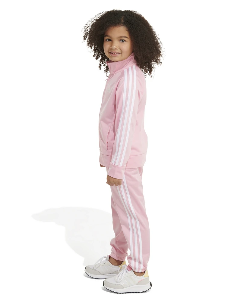 adidas Little Girls Classic Tricot Jacket and Track Pants, 2-Piece Set
