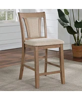 2 Counter Height Chairs in Natural Tone & Beige Wood