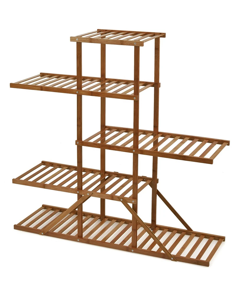 Sugift 5-tier 10 Potted Bamboo Plant Stand