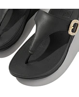 FitFlop Women's Lulu Crystal-Buckle Leather Toe-Post Sandals