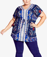 Avenue Plus Size Selina Scarf Tunic Top