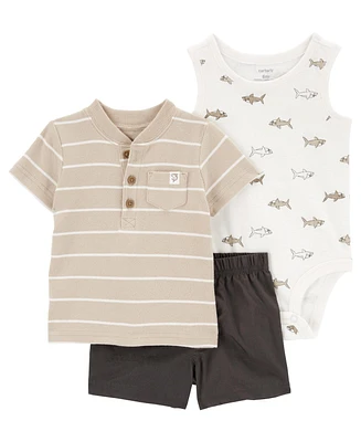 Carter's Baby Boys Little Shorts, T-shirt and Bodysuit, 3 Piece Set