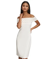 Karl Lagerfeld Paris Women's Off-The-Shoulder Scuba Crepe Dress