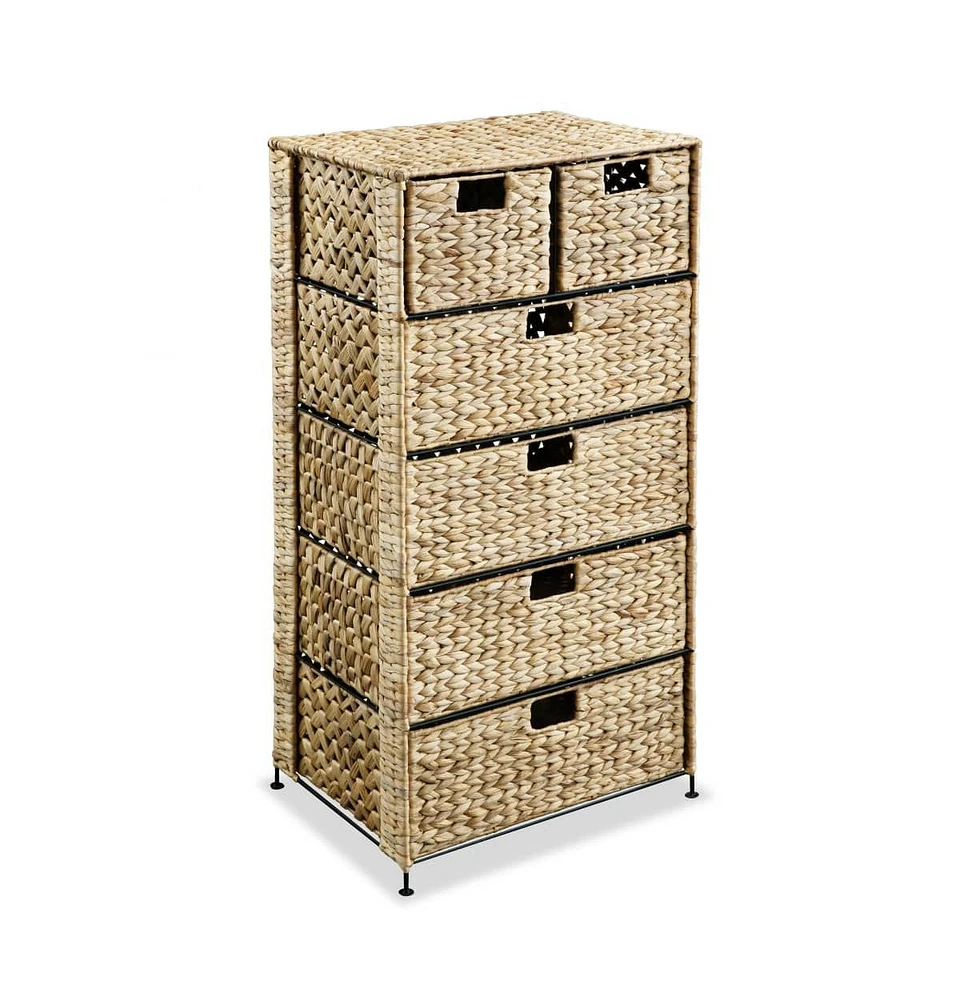 Storage Unit with 6 Baskets 18.5"x14.6"x39.4" Water Hyacinth