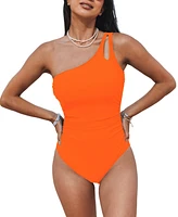 Cupshe Women's Tummy Control One Shoulder Cutout Slimming One Piece Swimsuit