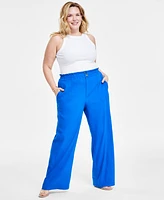 I.n.c. International Concepts Plus Size Linen-Blend Wide-Leg Pants, Created for Macy's