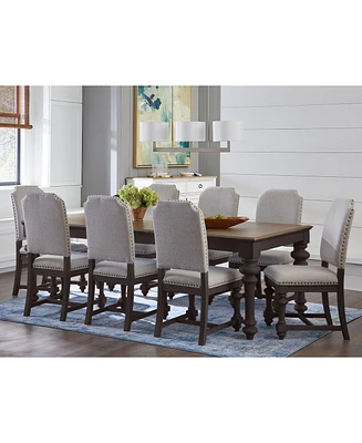 Mandeville 9pc Dining Set (Rectangular Table + 8 Upholstered Chairs)