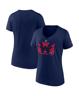 Women's Fanatics Navy Washington Capitals Authentic Pro Core Collection Secondary Logo V-Neck T-shirt