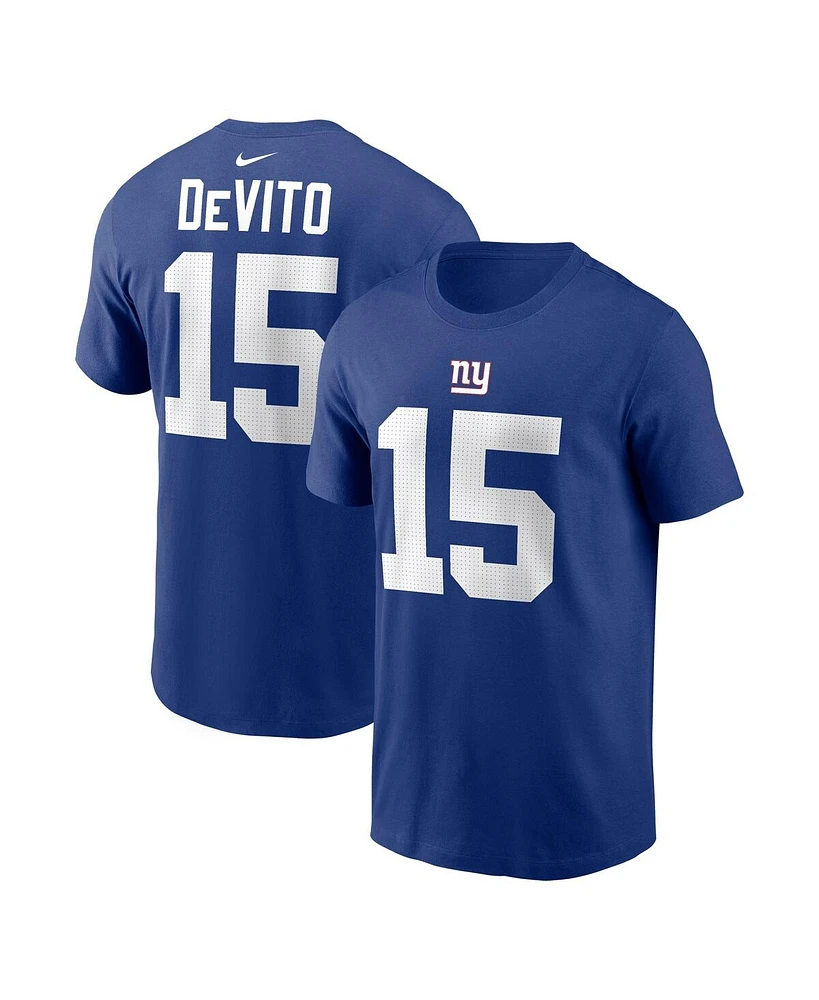 Men's Nike Tommy DeVito Royal New York Giants Name and Number T-shirt