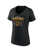 Women's Fanatics Black Distressed Boston Bruins Centennial T-shirt