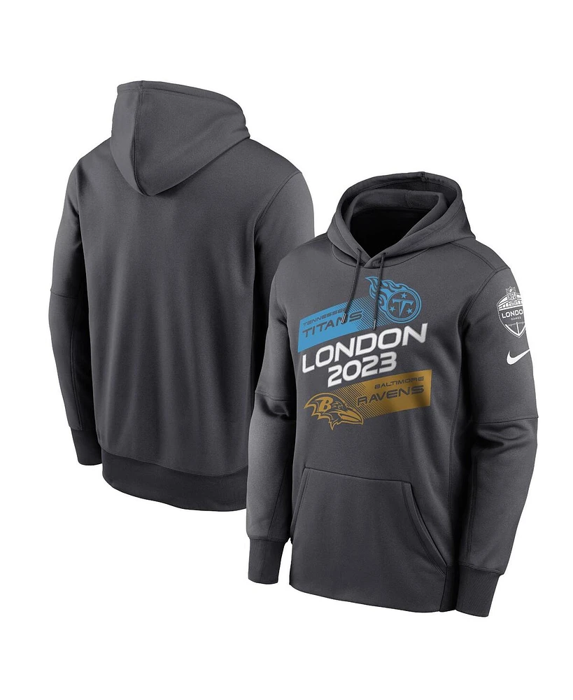 Men's Nike Anthracite Tennessee Titans vs. Baltimore Ravens 2023 London Game Pullover Hoodie