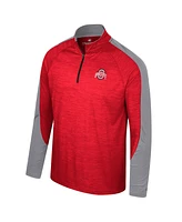 Colosseum Men's Red Wisconsin Badgers Langmore Raglan Quarter-Zip Top