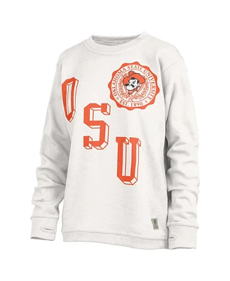 Women's Pressbox White Oklahoma State Cowboys Shoreline Sundown Pullover Sweatshirt