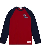 Men's Mitchell & Ness Red Ole Miss Rebels Legendary Slub Raglan Long Sleeve T-shirt