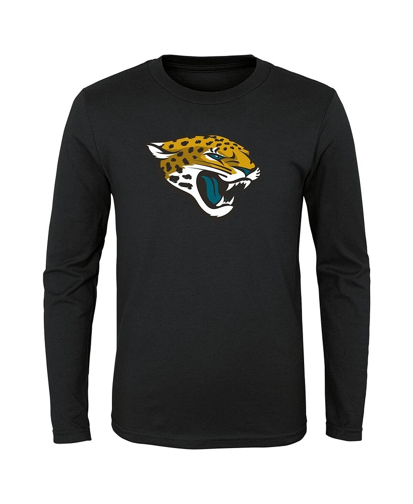 Big Boys and Girls Black Jacksonville Jaguars Primary Logo Long Sleeve T-shirt