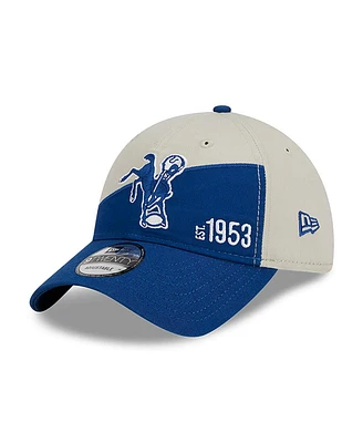 Men's New Era Cream, Royal Indianapolis Colts 2023 Sideline Historic 9TWENTY Adjustable Hat