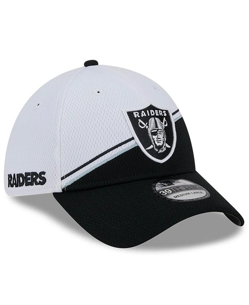 Men's New Era White, Black Las Vegas Raiders 2023 Sideline 39THIRTY Flex Hat