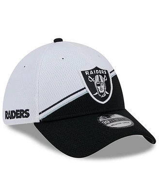 Men's New Era White, Black Las Vegas Raiders 2023 Sideline 39THIRTY Flex Hat